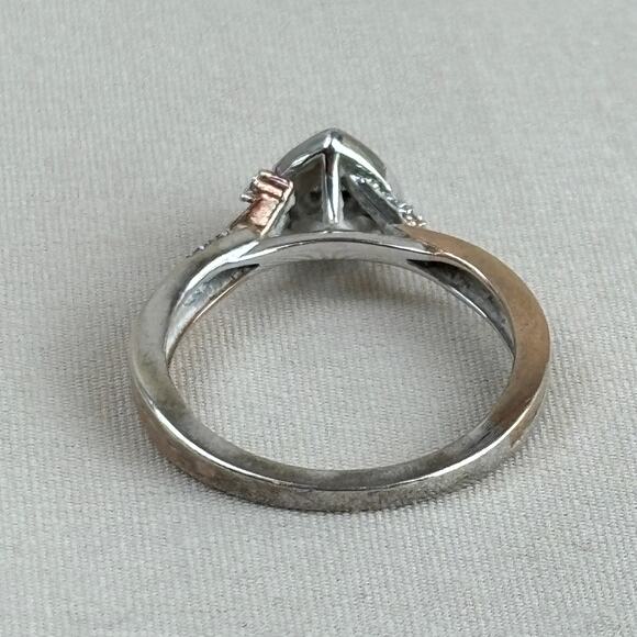 JWBR Diamond 925 Rose Gold Plate Heart Ring Anniversary Wedding Promise Sz 6.75 - Picture 9 of 13